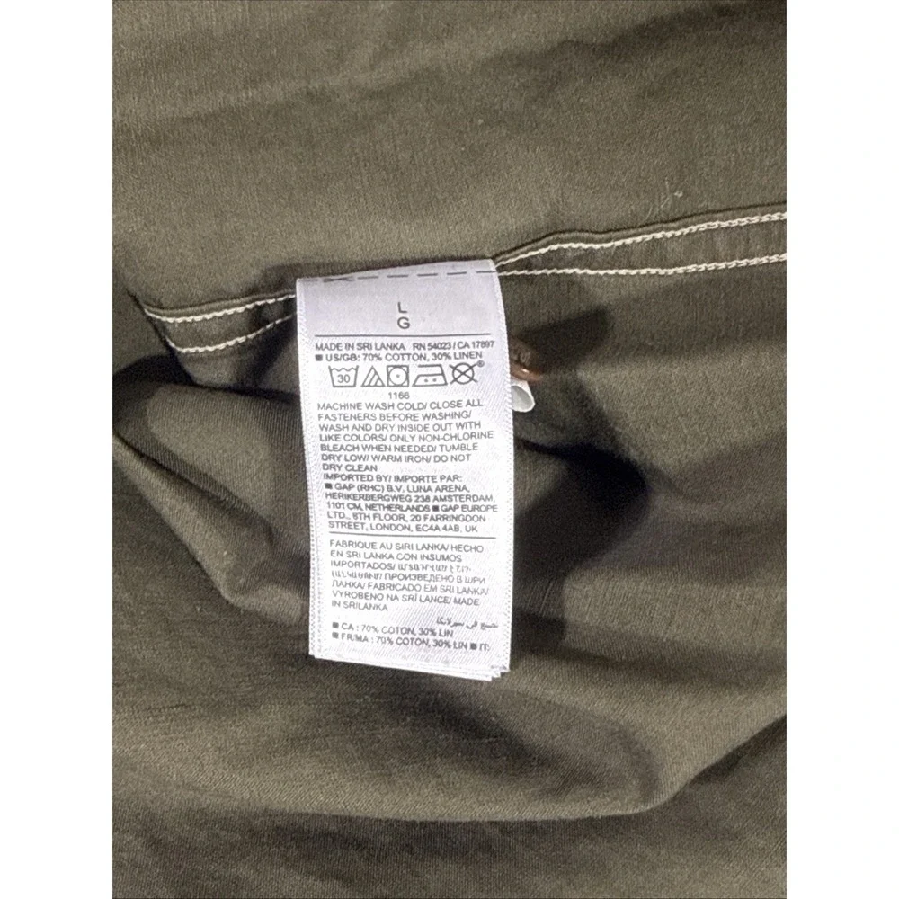 Banana Republic Shirt Mens Large Green Army Linen Expedition Y2k Paratrooper